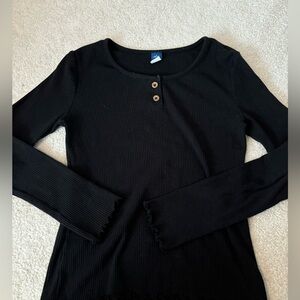 Old Navy Black Ribbed Top Size Large 10/12